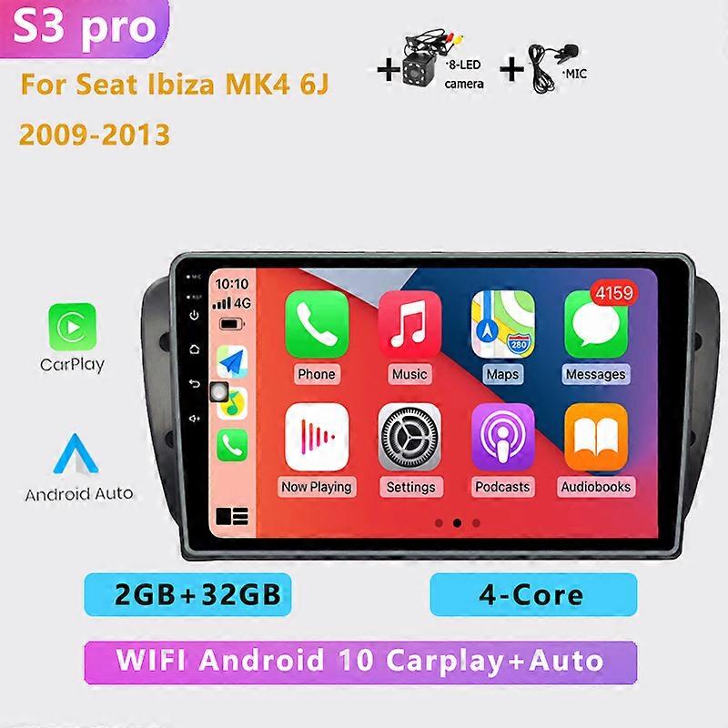 2DIN אנדרואיד רכב אוטומטי נגן וידאו מולטימדיה carplay ניווט GPS עבור סיאט איביזה MK4 6J ספורט קופה אקומוטיב קופרה 2009-2013