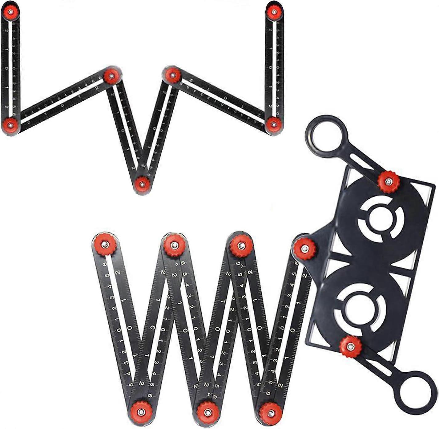 Aluminum Alloy Multi-Angle Measuring Ruler - 12 Sides Template Layout Tool with Punch