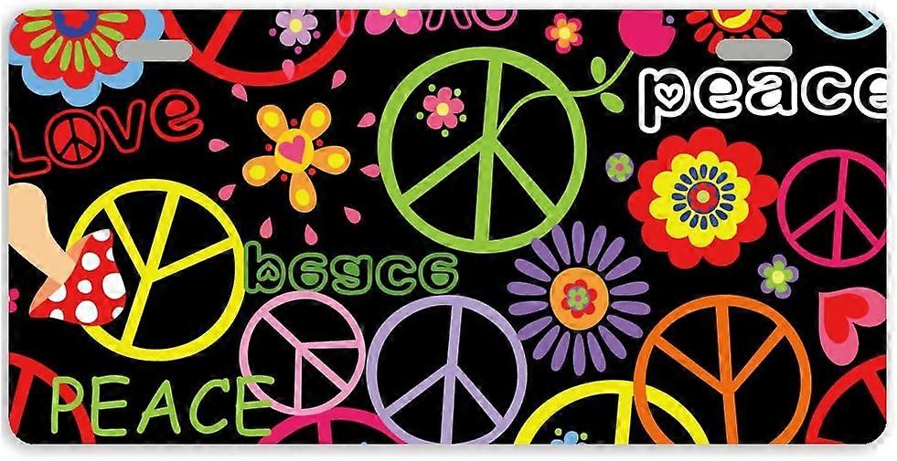 Placa de Licença de Carro de Metal com Sinal de Paz Love com 2 Furos 11,8 x 6,1 Polegadas
