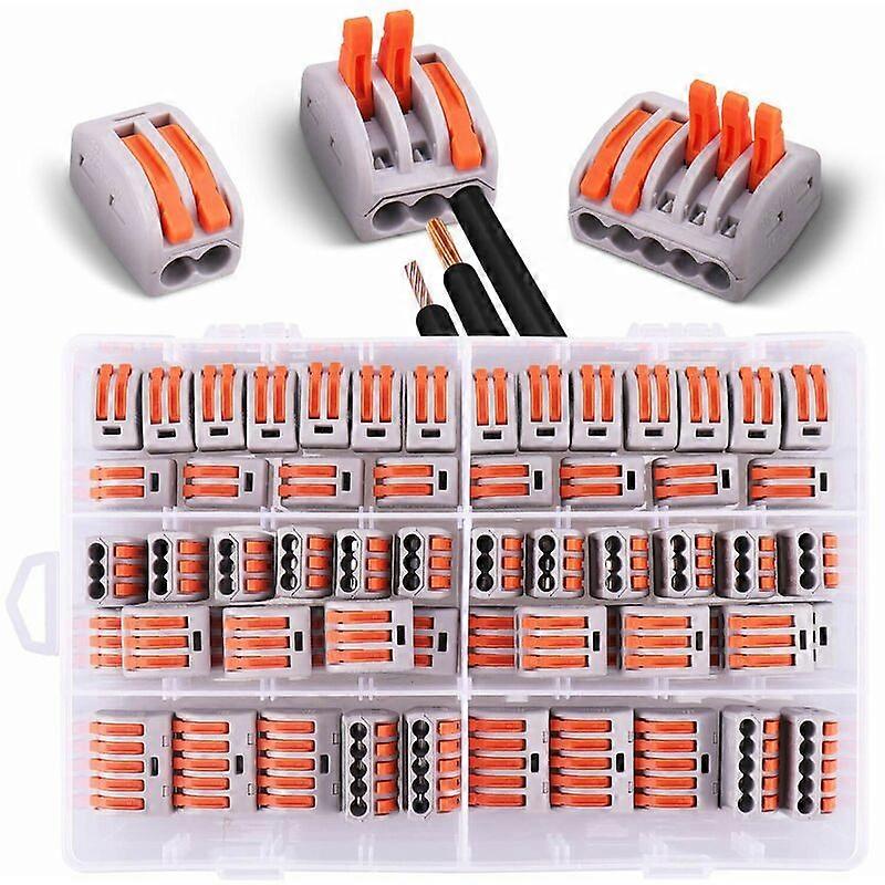 60 pcs Electrical connectors with control lever, 30pcs 2 inputs, 20pcs 3 inputs, 10pcs 5 inputs