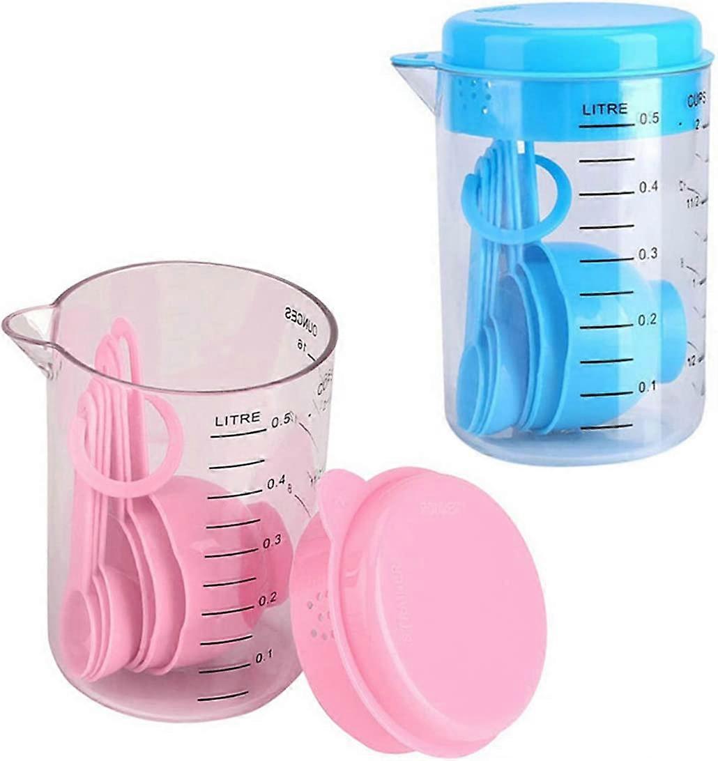Spoons And Measuring Cups Set, 2 Plastic Measuring Cups With Scale And 12 Kitchen Measuring