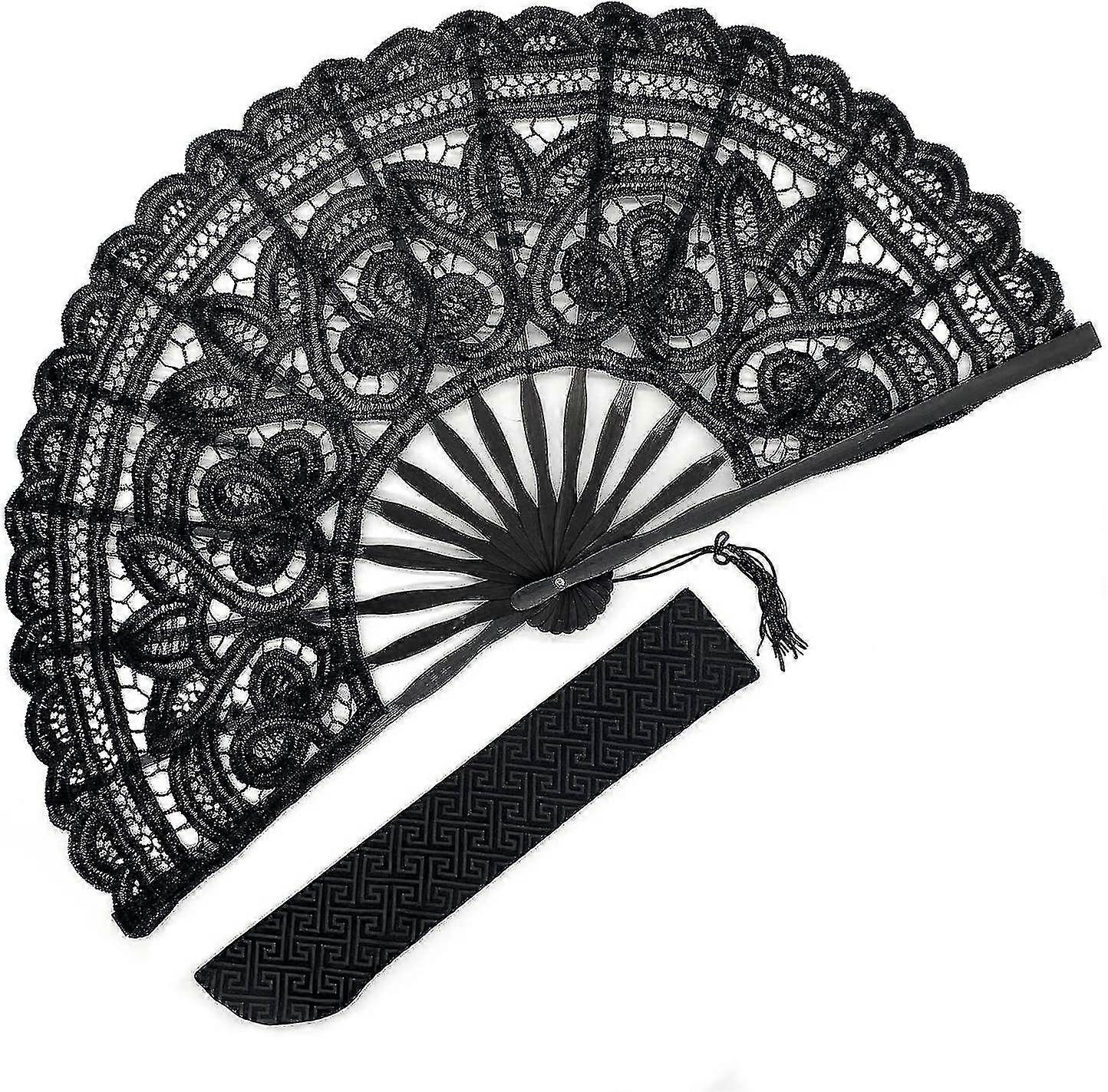 Black Lace Folding Fan