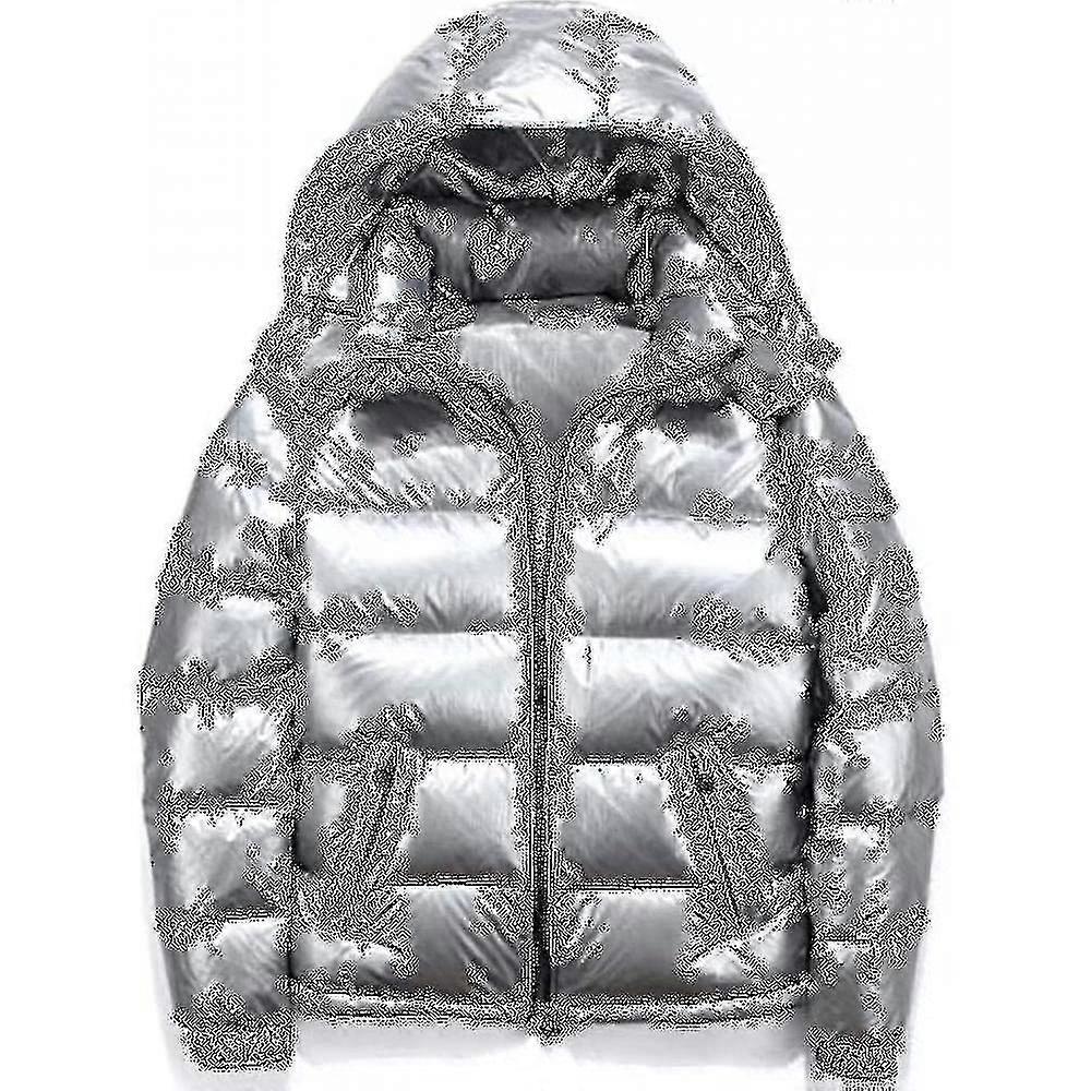 Shiny Down Jacket Men's Winter Jacket Stand Collar Down Jacket With Hood