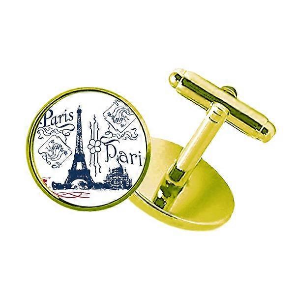 エッフェル塔フランスパリ線はスタッズビジネスメタルカフリンクスゴールデンを描きます
