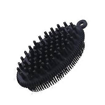 Shampoo Bürste Silikon Badebürste Multifunktionale Doppelseitige Massagebürste - Schwarz