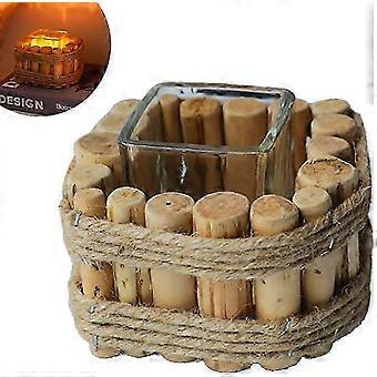 Wooden Candle Holders with Glass Cup, Floating Wooden...