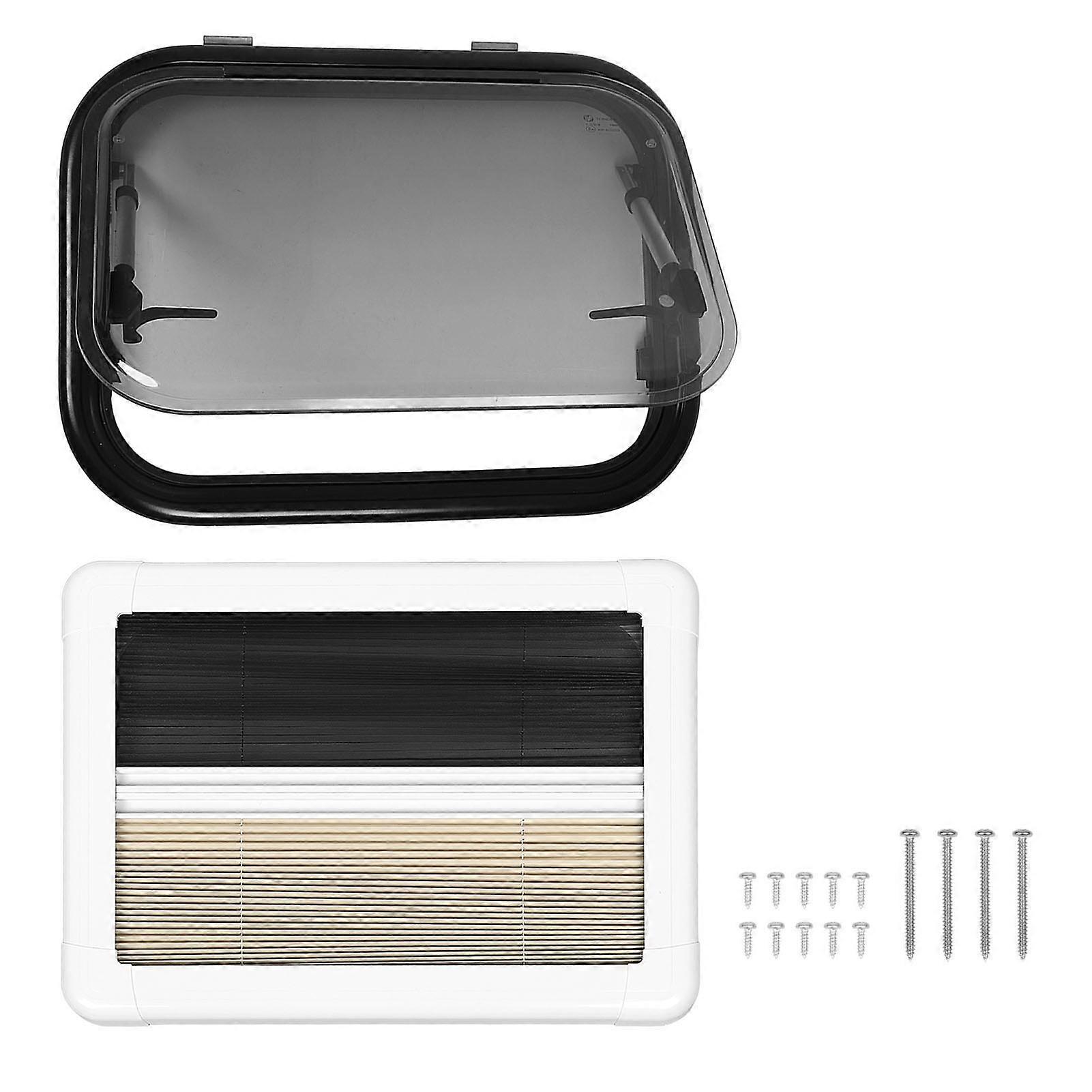 550x400mm RV Push Out Window Rounded Acrylic Insulating Glass Double Layer UV Proof with Insect Net Privacy Curtain for Caravan Camper Trailer