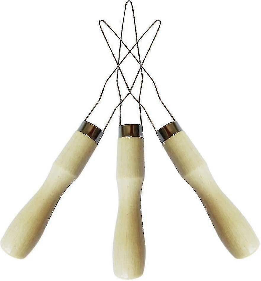 Button Hook Wooden Handle Wire Loop Pull Through Aids Button Helper Button Assist Device For Men Women Elderly(3pcs)