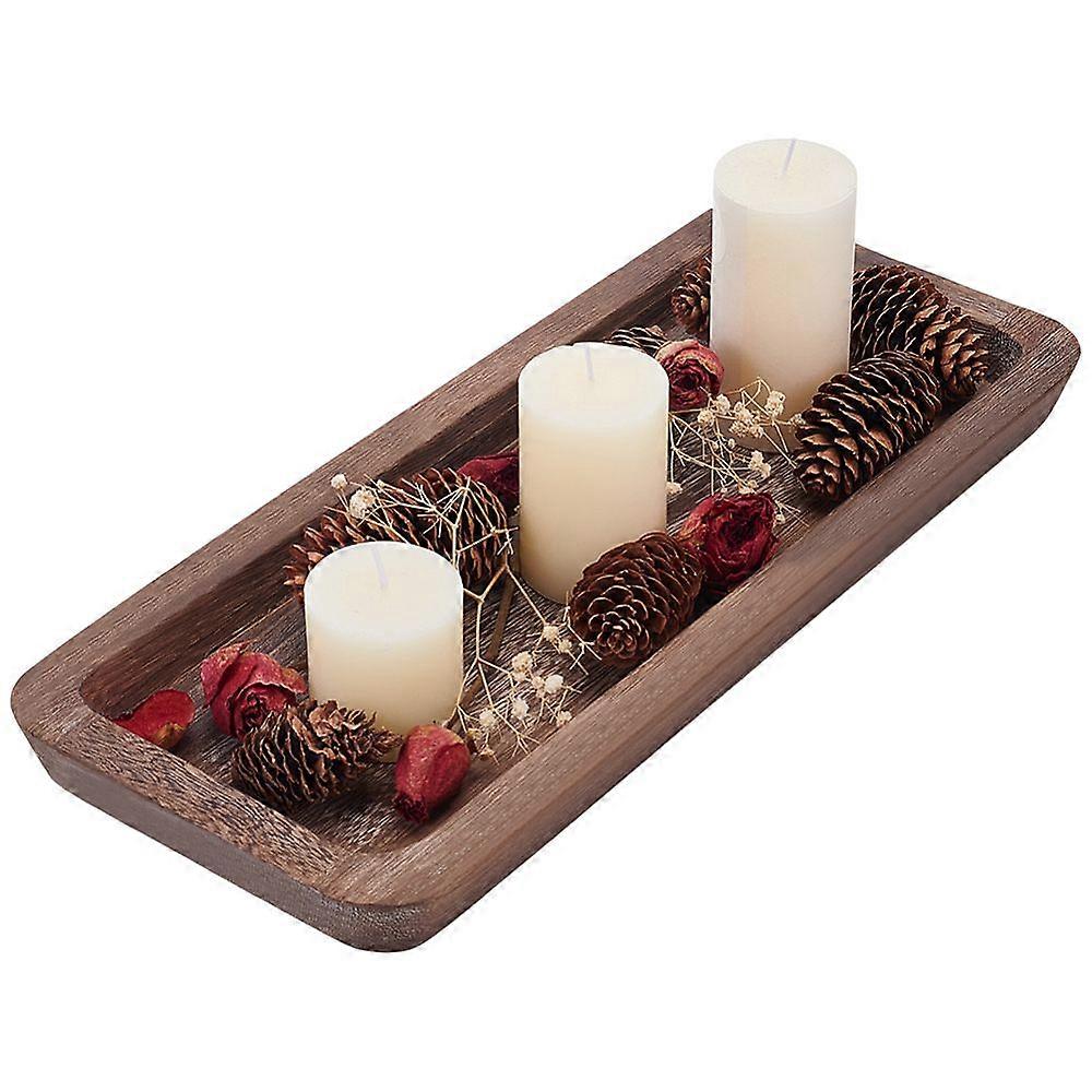 Wood Serving Trays Rectangle Coconut Brown 400x175x29mm