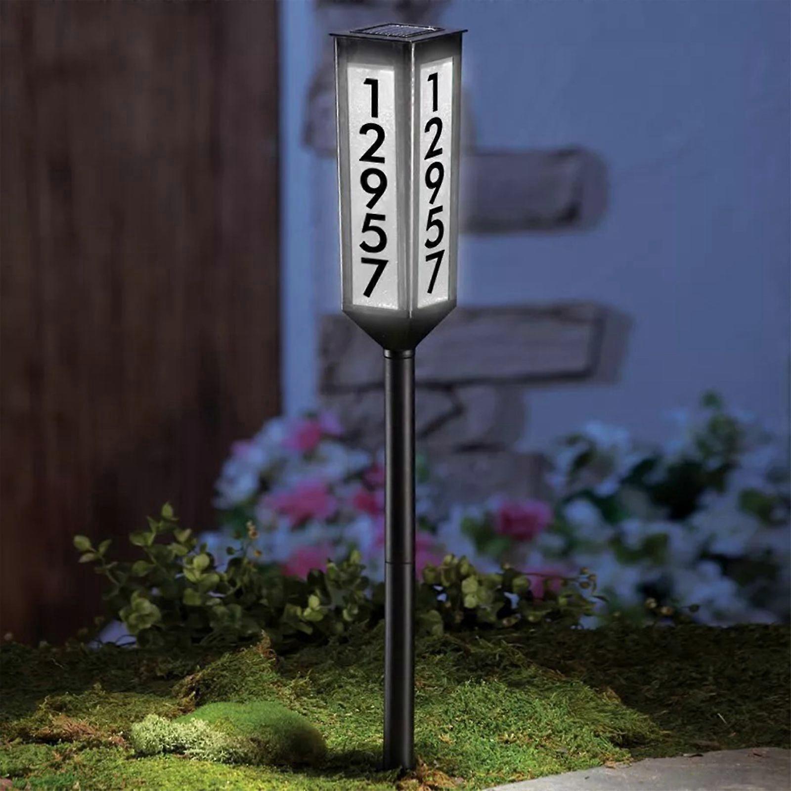 LED Illuminated Address Plaque with Stake Modern Solar