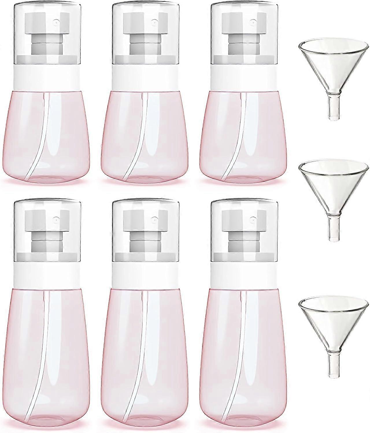 Travel Size Spray Bottles Set, 6 Pack Mini 2oz Fine Mist Bottles with Funnels for Easy Refilling and Travel Convenience