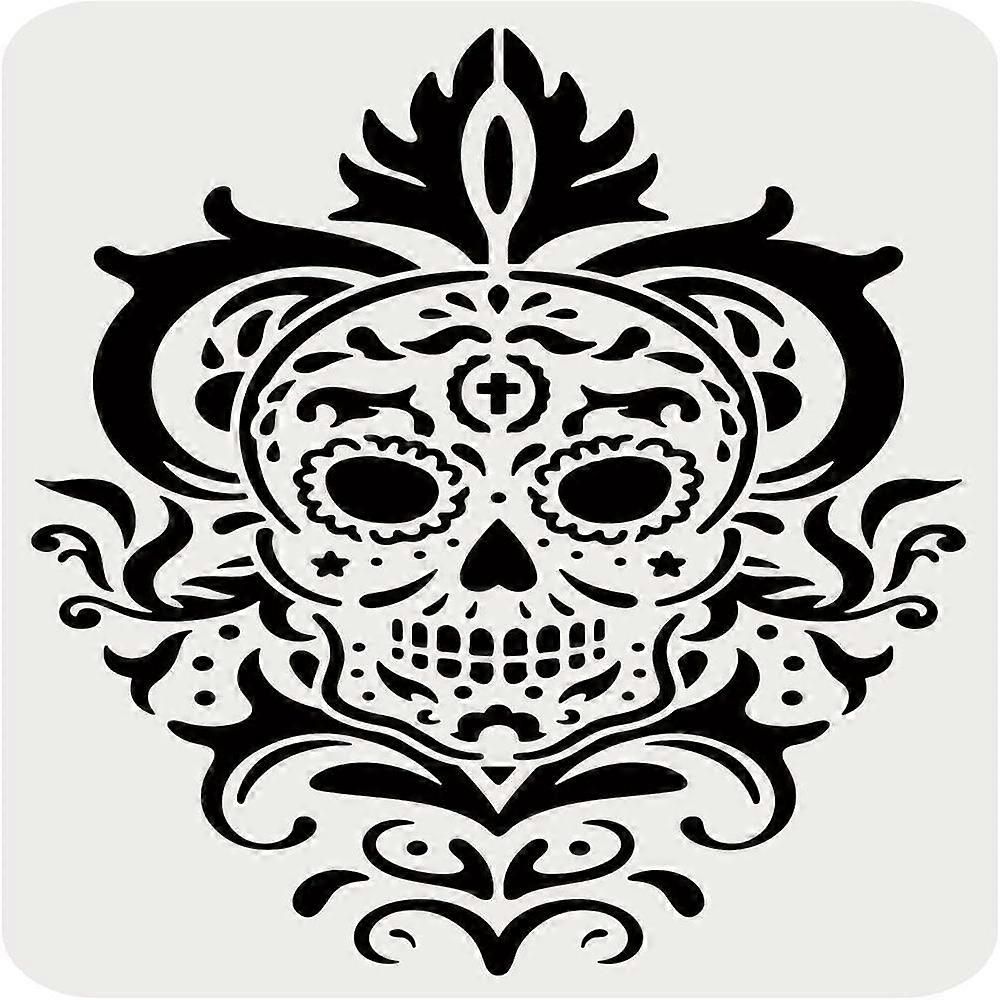 1pc Skull Day of The Dead Stencil 29.7x21cm A4 Large Size Scary Head Stencils Laser Cut Reusable Airbrush Mylar DIY Art Craft Painting Drawing Tracing