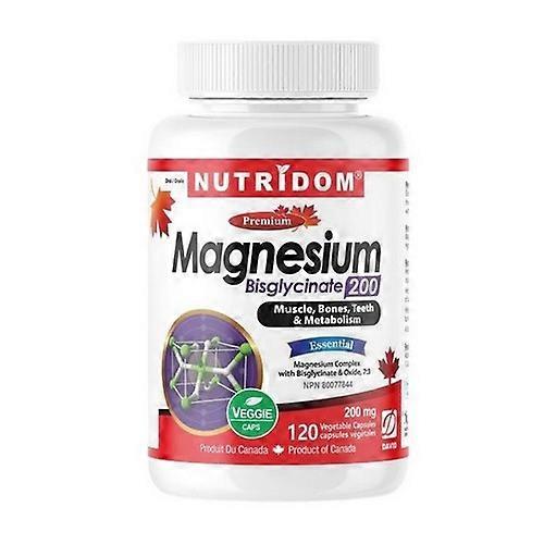 Nutridom Magnesium Bisglycinate 200, 120 VegCaps