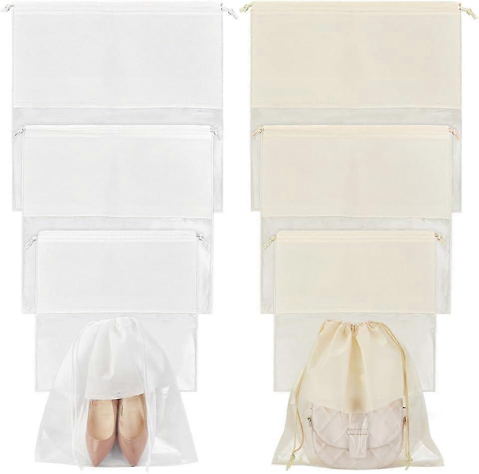 6 Pcs 3 Style Dustproof Drawstring Bags Non-woven Fabric Packing Pouches Drawstring Bags Dust Covers Pouches with Visible Window for Purse Handbags Pa