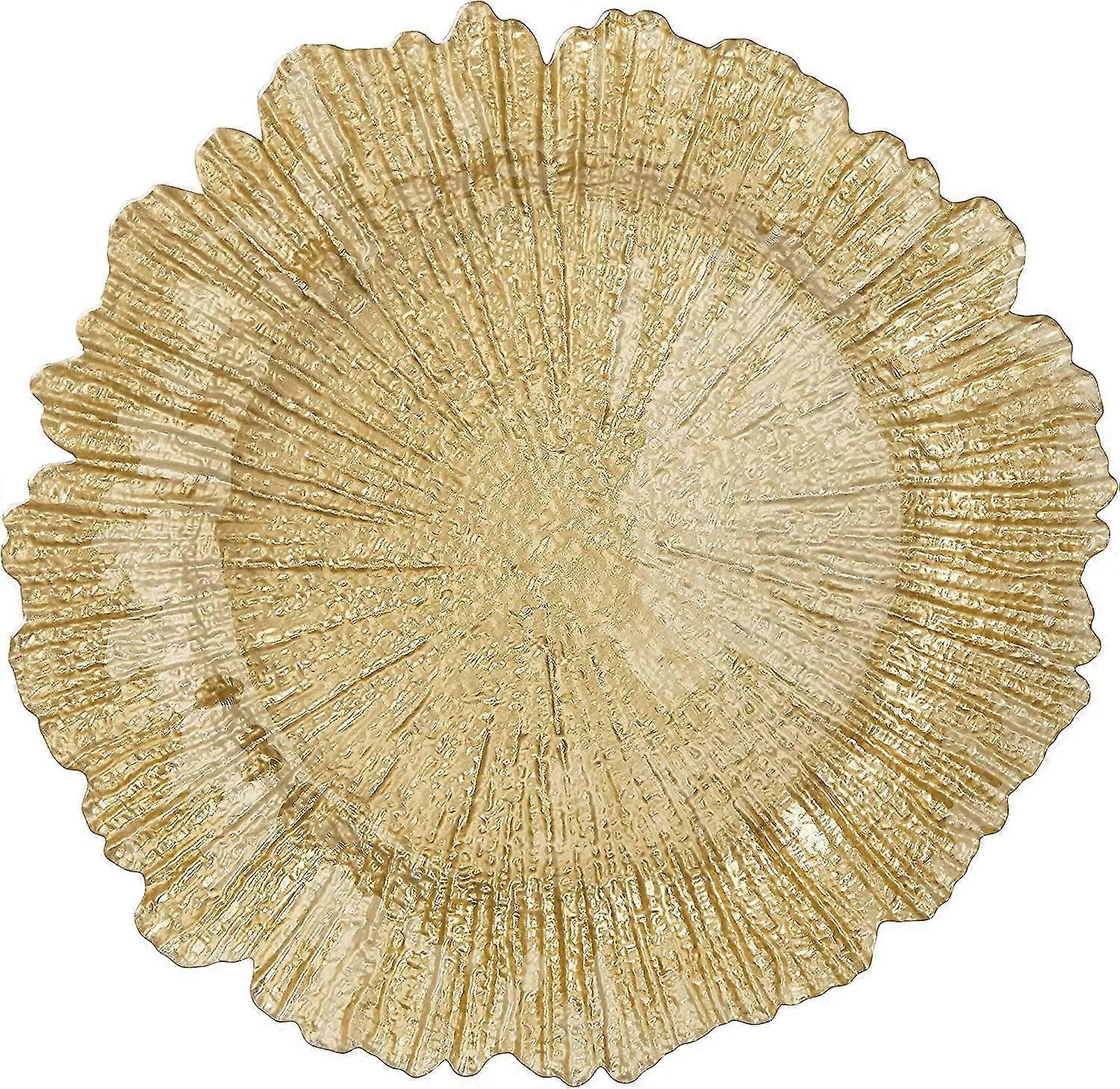 Large 13 Decorative Glass Service Plate For e Or Professional Fine Dining-for Upscale ering Events, Dinner Parties, Or Weddings, Round, Gold