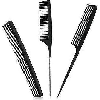 Peigne, peigne à cheveux 3 pcs, peigne à cheveux fins, peigne à queue, peigne en fibre de carbone, peigne à queue antistatique, peigne à cheveux de salon, peigne à queue de rat, peigne à pintail, peigne pour hommes