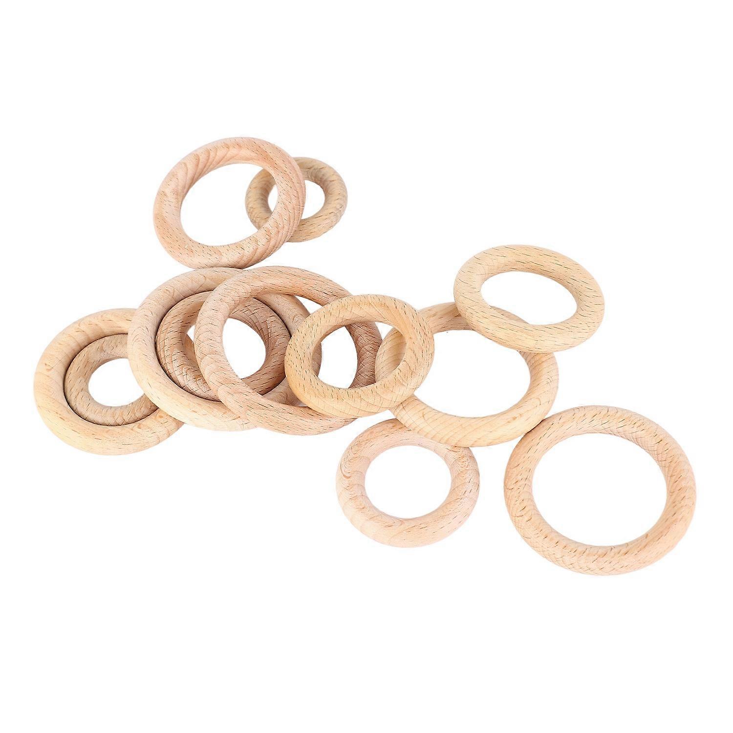 12Pcs Wooden Rings 6 Different Sizes Natural Wood Rings Unfinished Wooden Rings for Crafts Macrame J