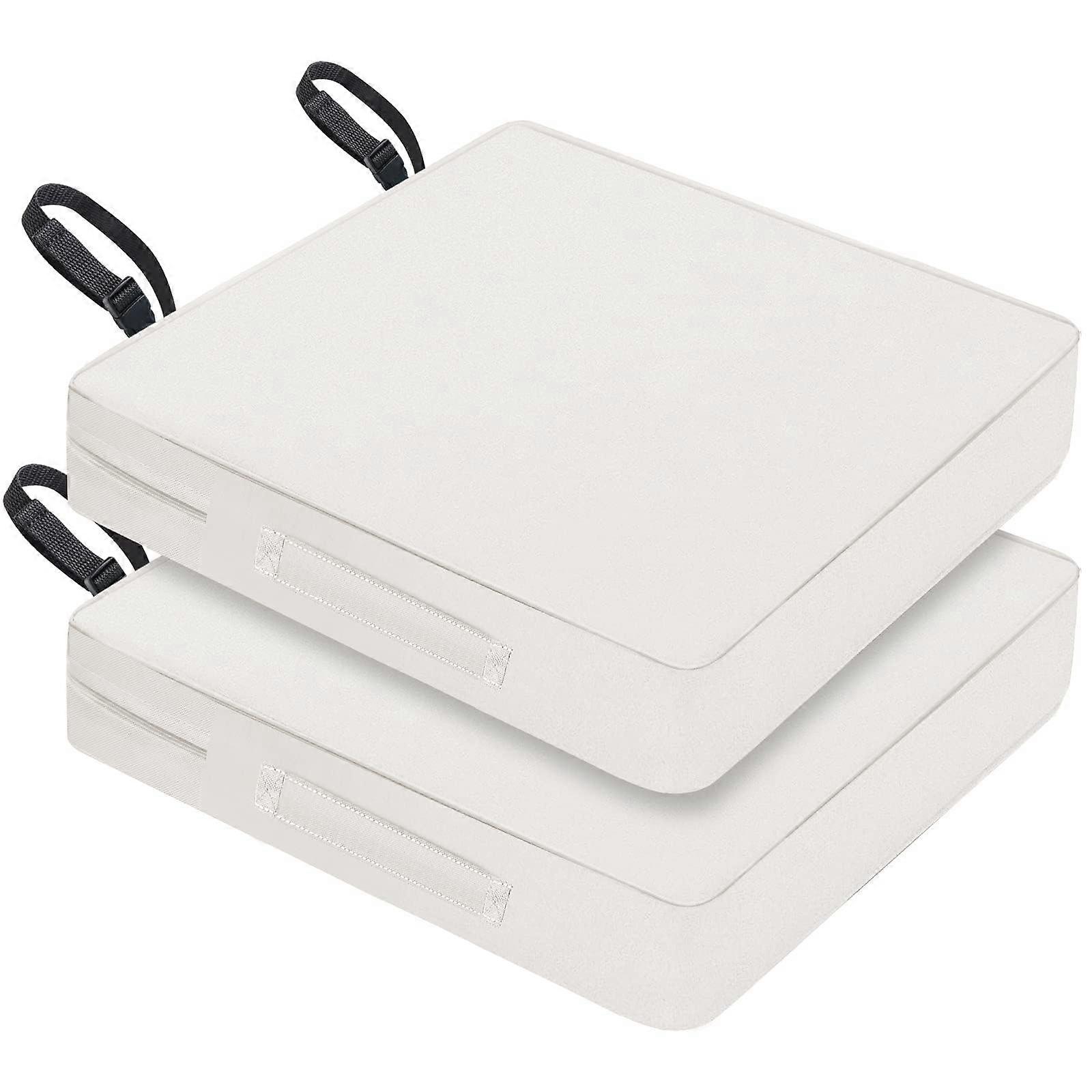 20"x20" Light Grey Outdoor Seat Cushions with Handle & Adjustable Straps, 2 Pack for Patio Chairs and Furniture