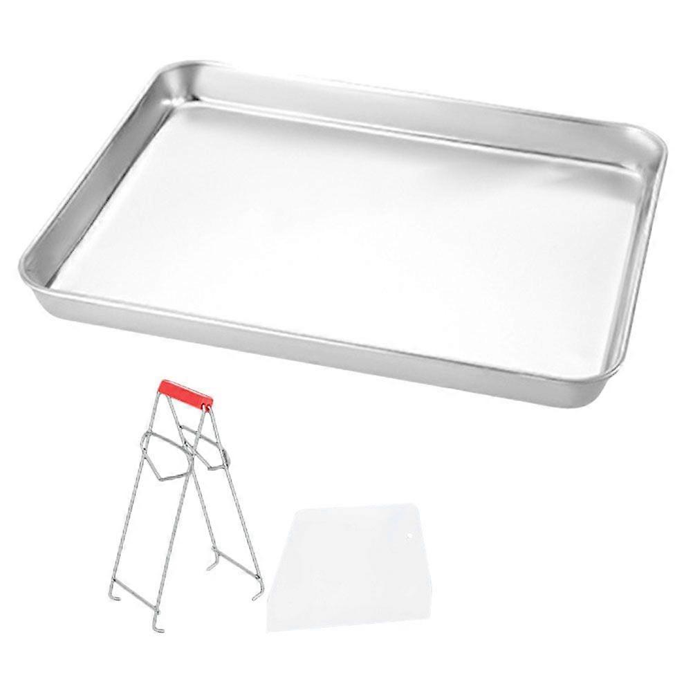 1 Set Durable Stainless Steel Rectangular Tray Rice Noodle Roll Steamer Baking Sheet