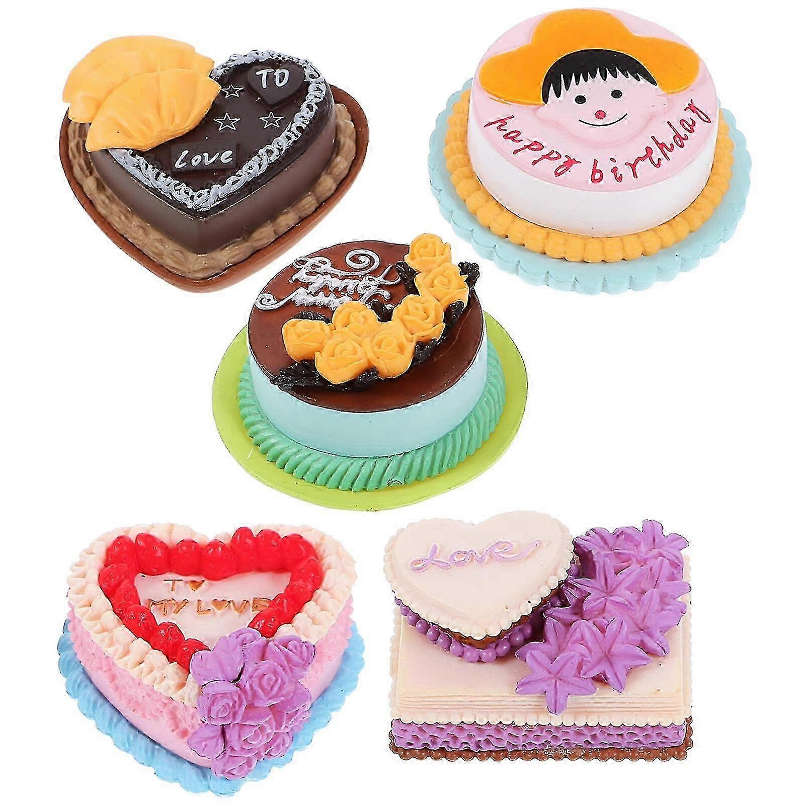 5pcs Fake Cake Ornaments Mini Artificial Dessert Models Photographic Prop Table Decoration