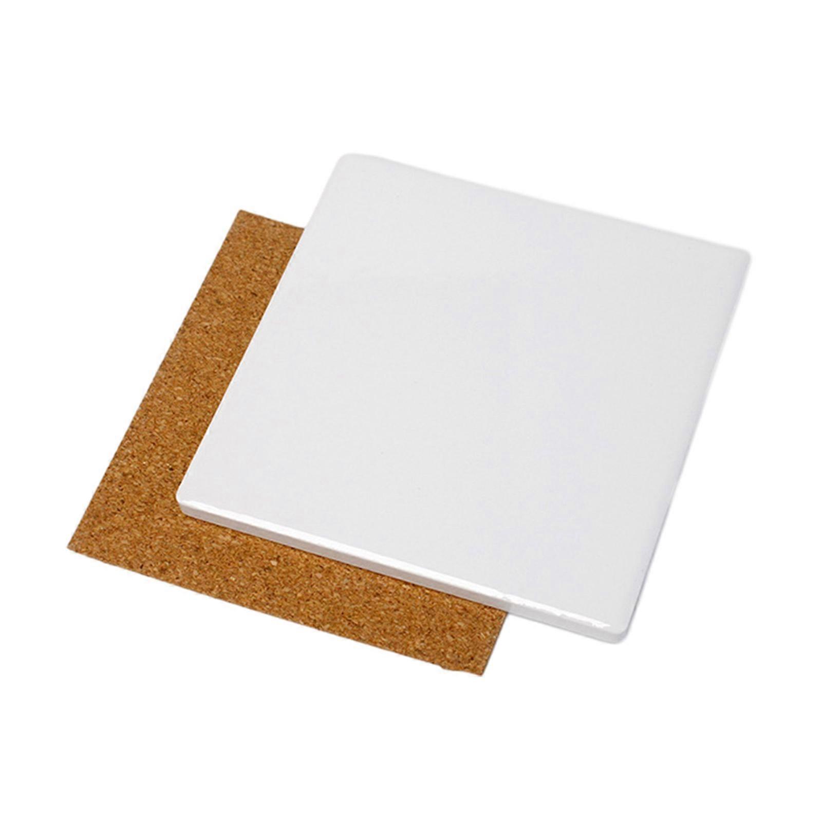 Thermal Transfer Round Ceramic Stone Coaster Square Sublimation Cup Pad with Coated Corks for DIY Painting Project
