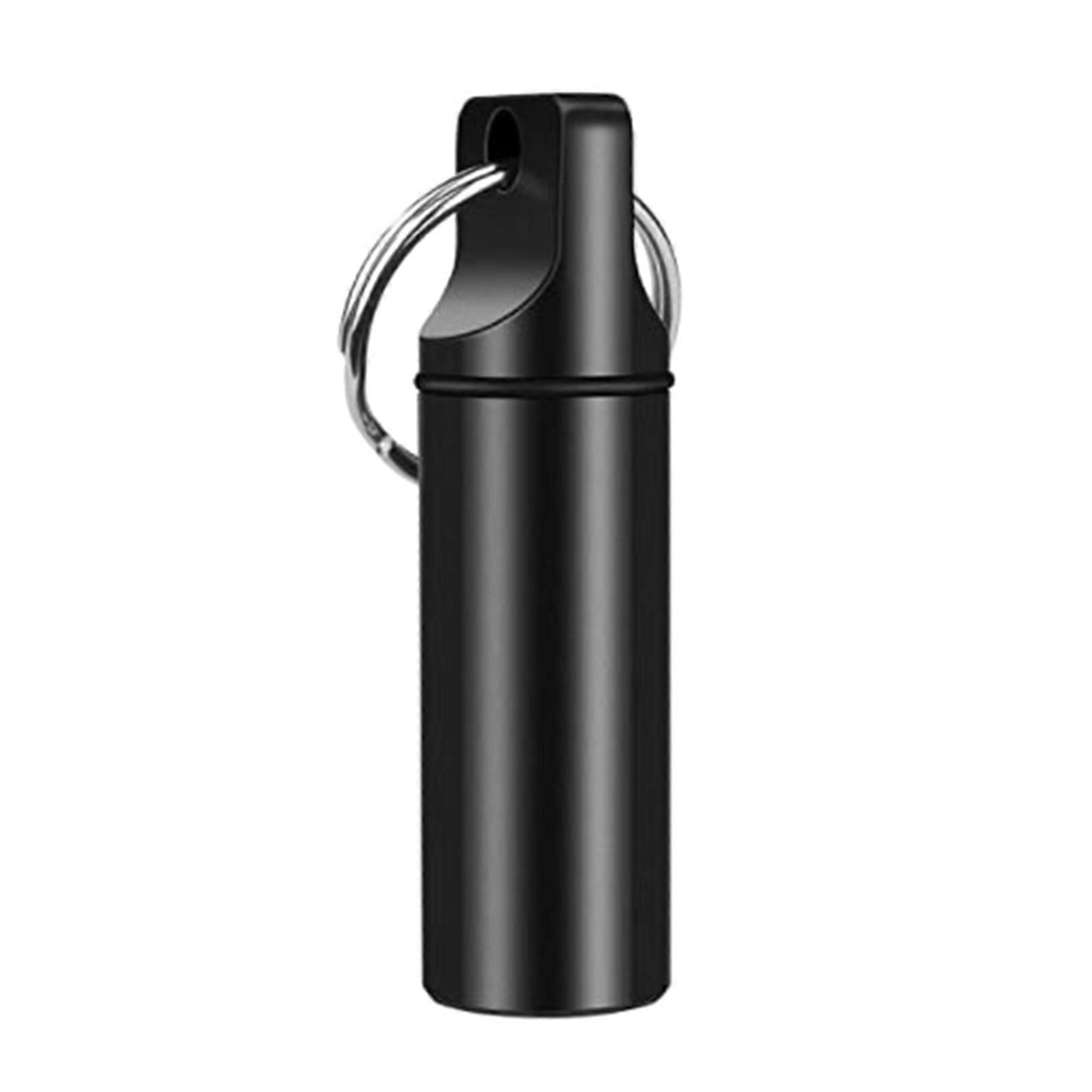 Portable Aluminum Alloy for Pill for Case Durable for Pill Box Keychain for Travel Picnic Waterproof for Pill Container Black