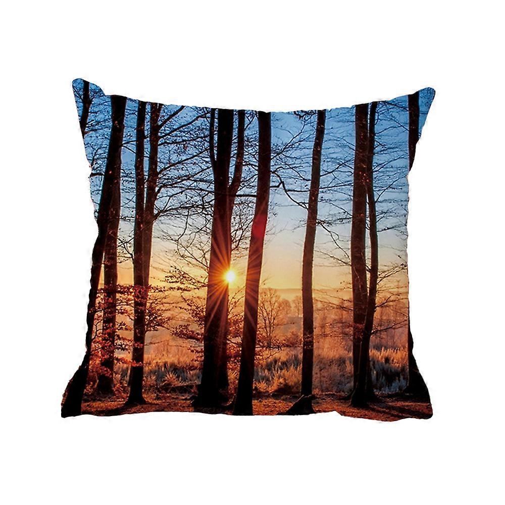Stylish pillowcase fall forest scenery sofa pillow cover