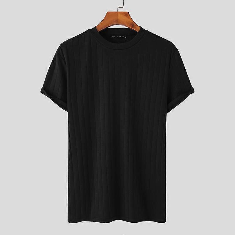 INCERUN Summer Spring Solid Color Men Slim Tops