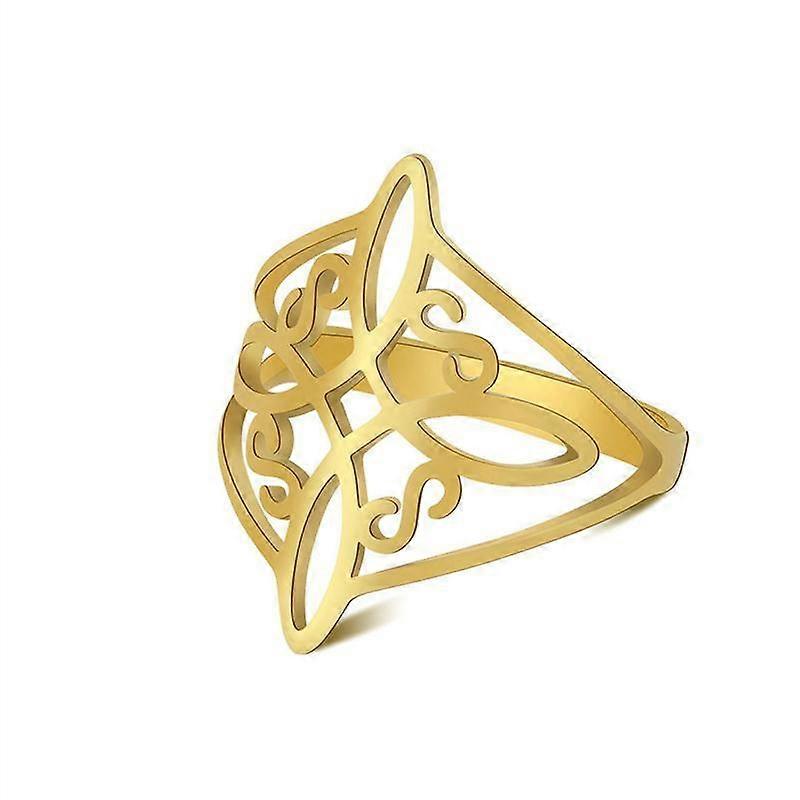 1PC Witch Knot Stainless Steel Ring Wiccan Cross Celtics Knot Good Luck Amulet
