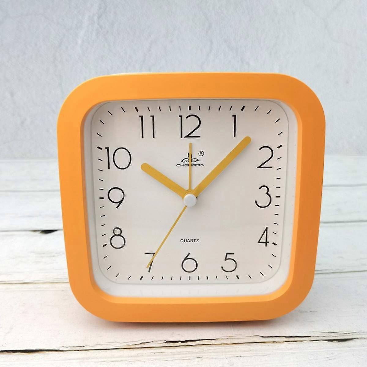 5インチシンプルスタイルヨーロピアンスタイル学生子供かわいい時計寝室サイレントベッドサイド小さな目覚まし時計(スクエアイエロー)