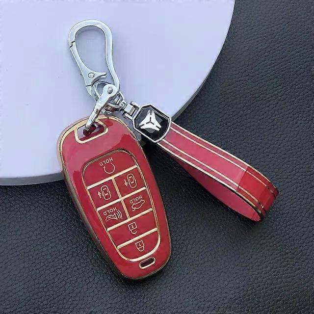 New Electroplated TPU Car Key Cover for Hyundai Santa Fe Tucson 2022 NEXO NX4 Atos Solaris Prime2021 5 7 Button Premium Key Case MXP