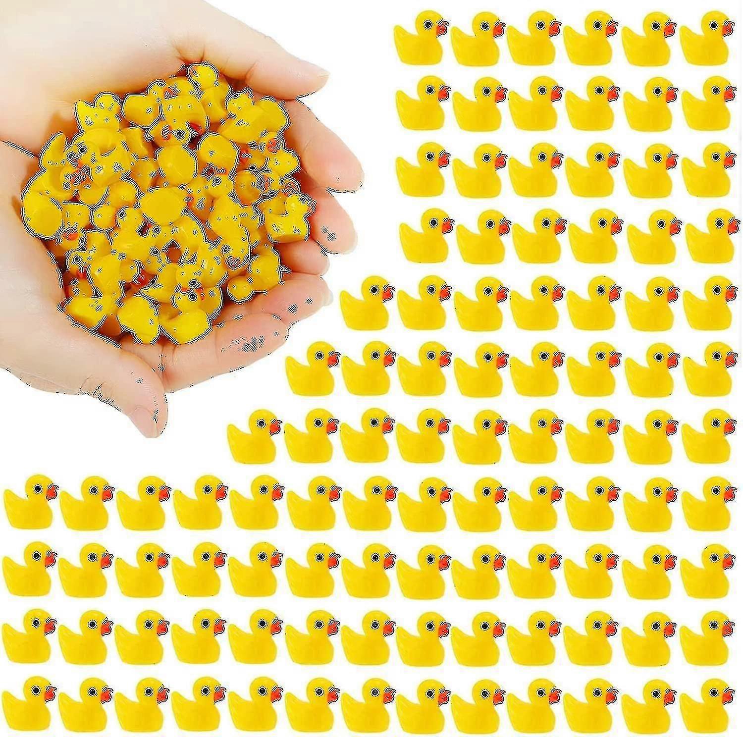 100/200stk mini gule ænder ællinger små ænder have landskab akvarium dukkehus potteplanter dekoration 7farve