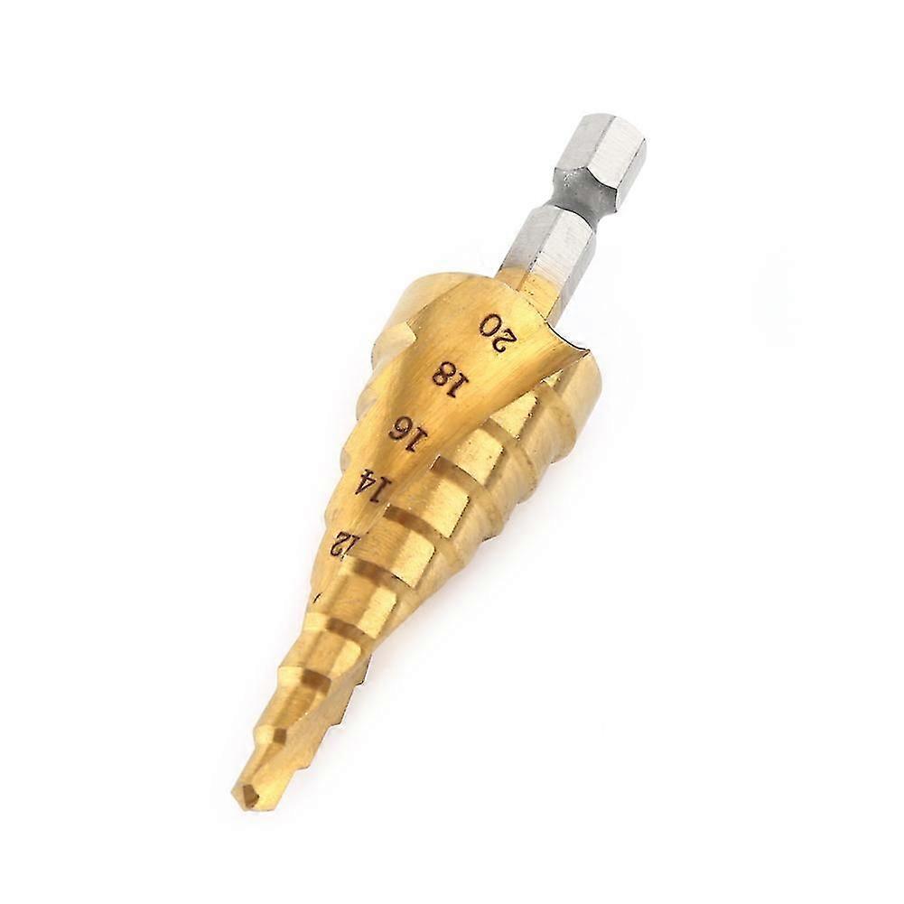 1pc High Speed Steel Titanium Coated Step Drill Bit Spiral Flute Hex Shank Power Tools 4-20mm