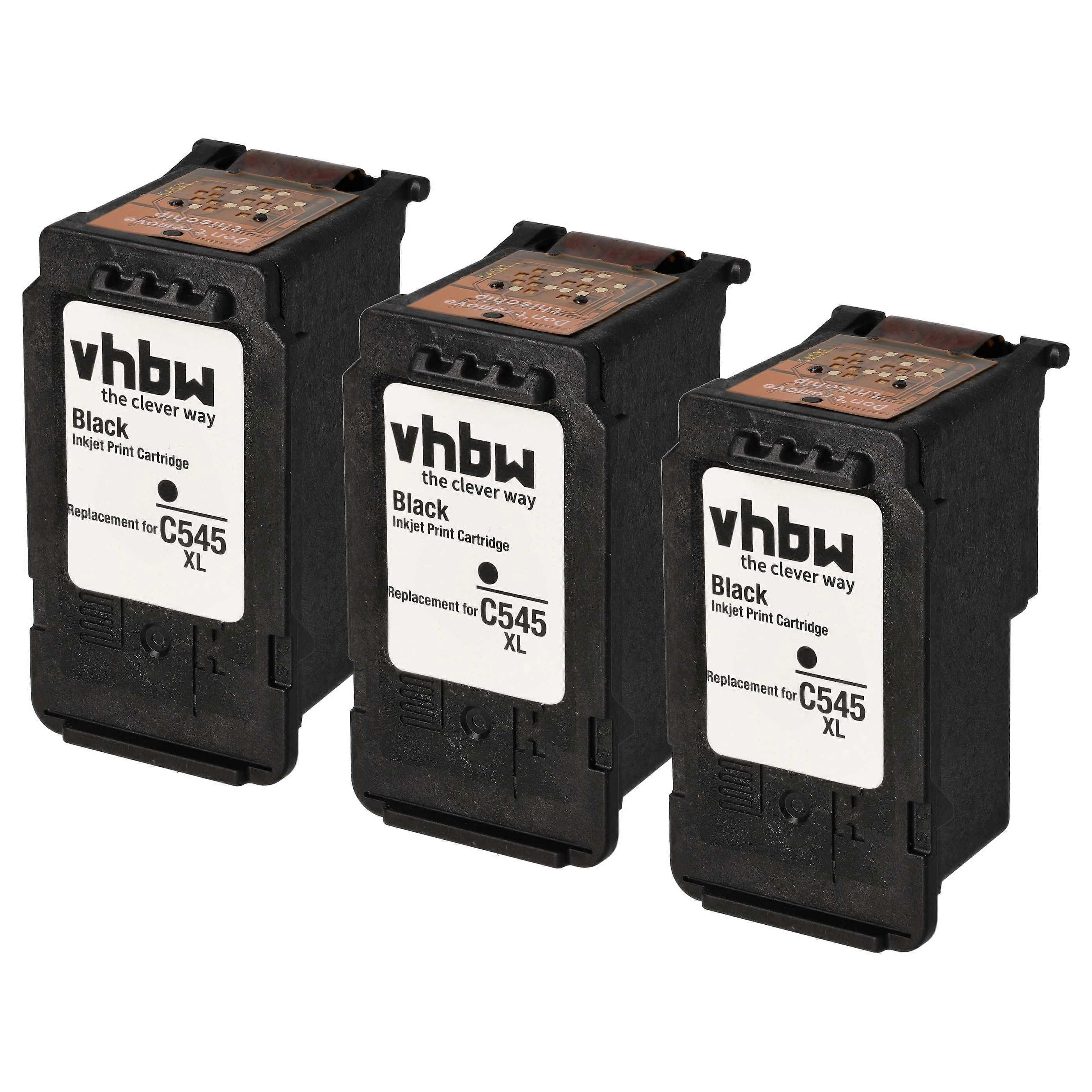 vhbw 3x atramentové kazety kompatibilné s tlačiarňou Canon Pixma TS3151, TS3150, TR4551, TR4550, TS305, TS304, TS302, TS205 – čierna (plnená)