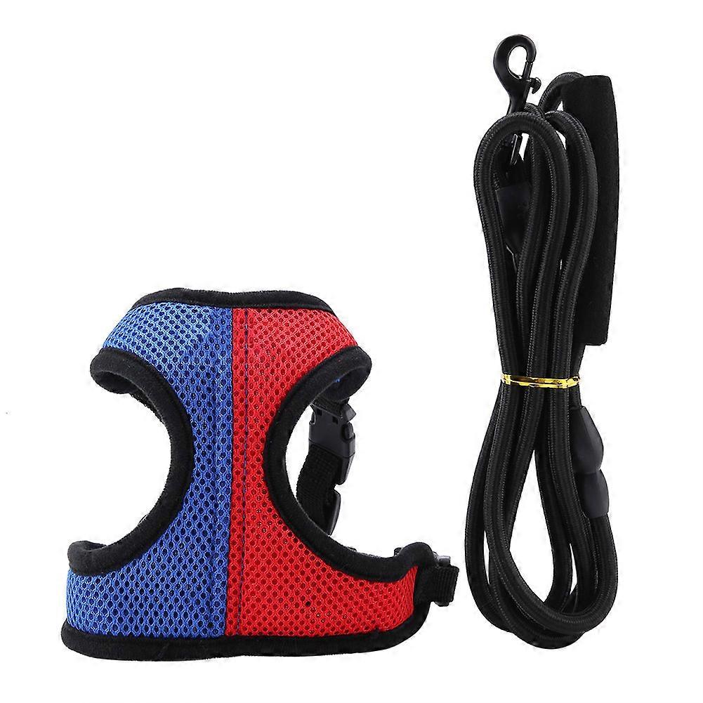 Pet Dog Harness Set Soft Mesh Vest Adjustable Straps Reflective Trim 2 Leashes For Small And Medium Dogs