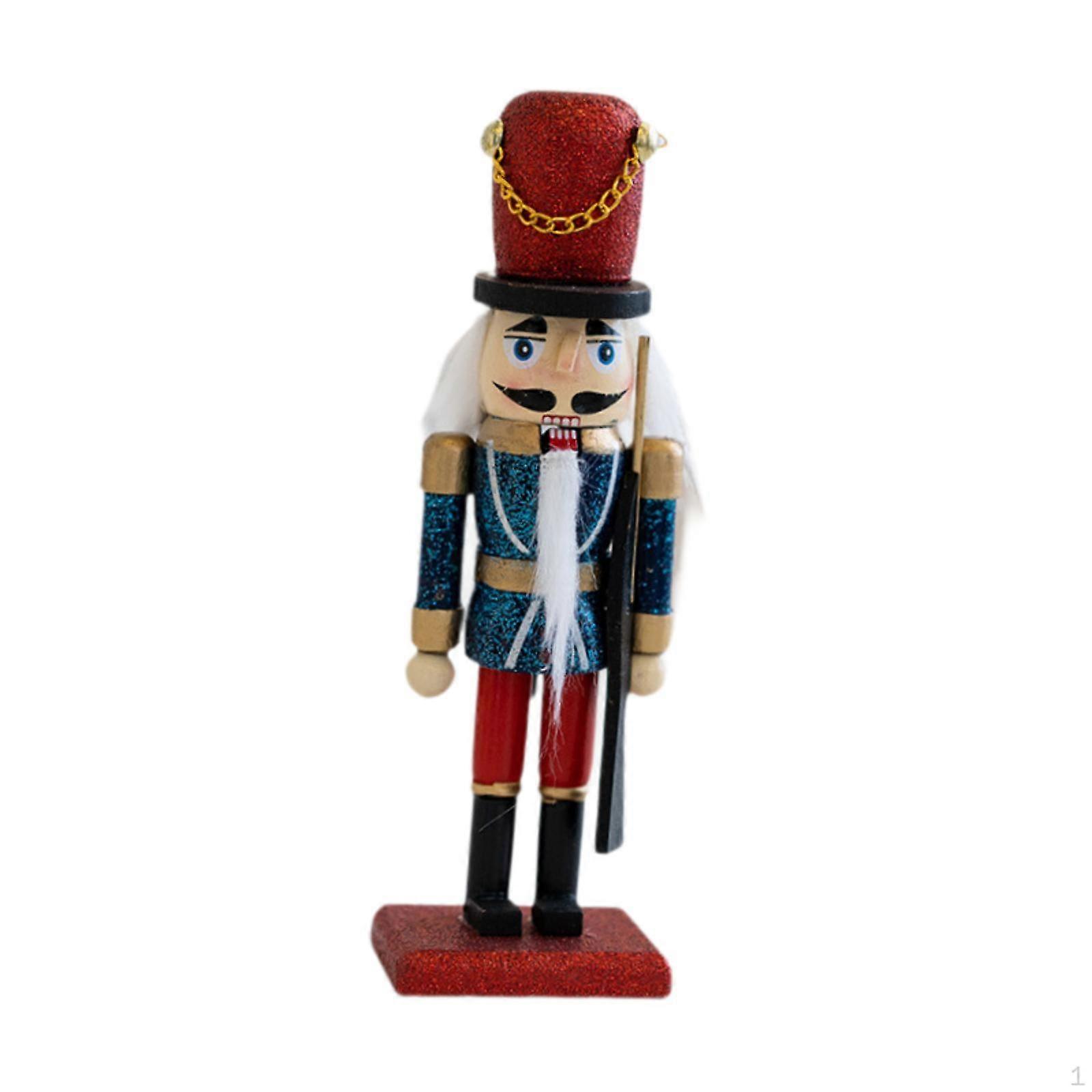 Christmas Decorative Nutcracker Figurine Decor Handmade Collectibles Ornament for Shelves