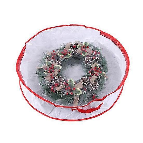 Christmas Wreath Storage Bag with Handle Zipper Closure Transparent Xmas Garland Dustproof Organizer Storage Bag