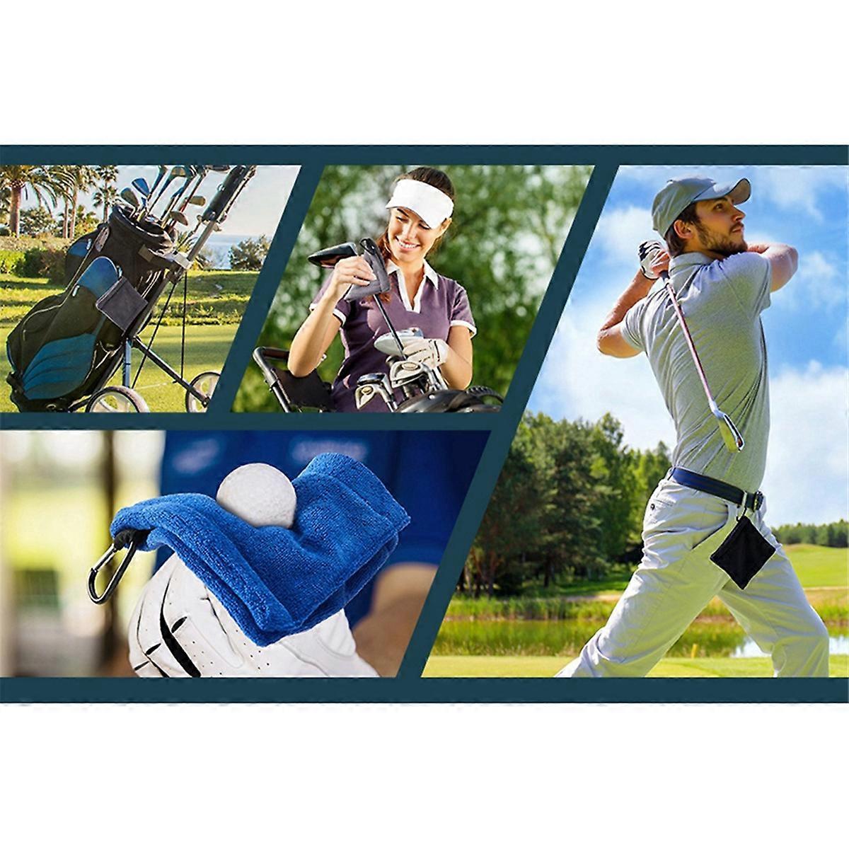 Golf Ball Towel with Clips 5.5 Inch Microfiber Cleaner Blue