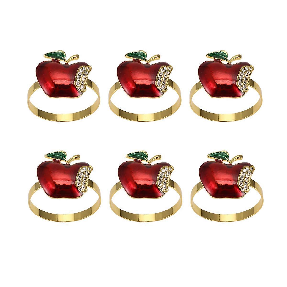 Napkin Rings Set of 6, Red Apple Napkin Ring for Wedding,Dinner Party