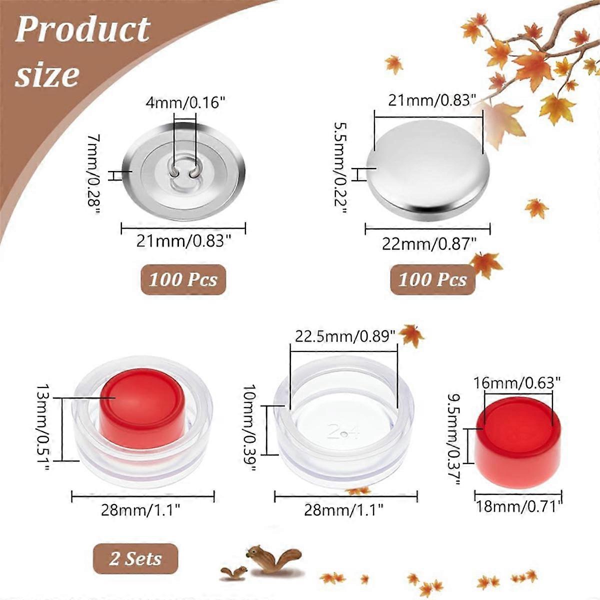 100 Sets Cover Button Kit with Tools,Fabric Button Making Kit,Fabric Cloth Covered Flat Back Buttons