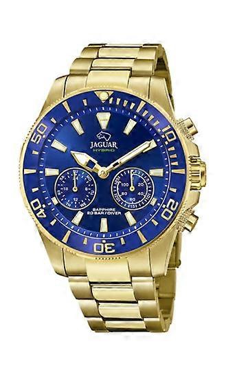 Jaguar Men's Swiss Hybrid Watch - Model J899/2, Gold-tone Stainless Steel, Blue Dial, Smart Features