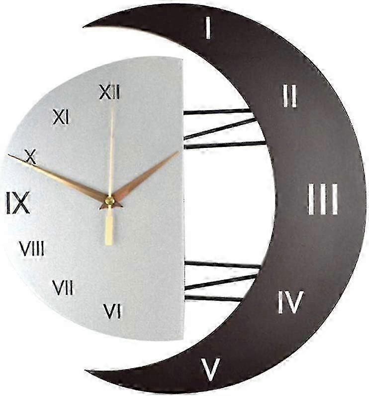 Silent Wall Pendulum Creatieve Maanvormige Frame Quartz Wandklok