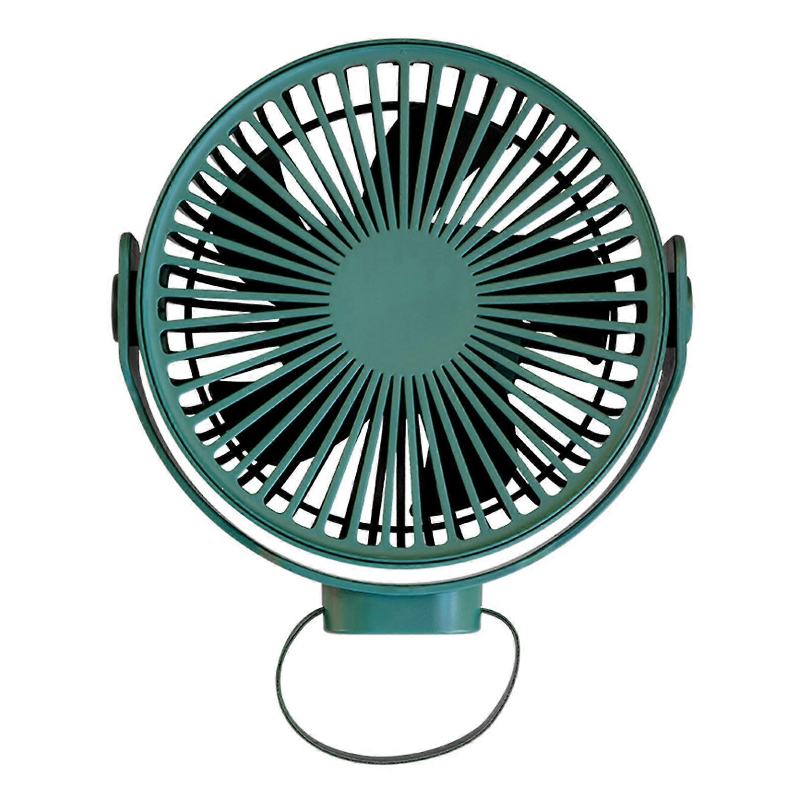 Ventilador de mesa alimentado por USB de 7 polegadas com rotação 360 Ventilador de teto de 4 velocidades para barraca de acampamento Escola ao ar livre Escritório em casa Verde