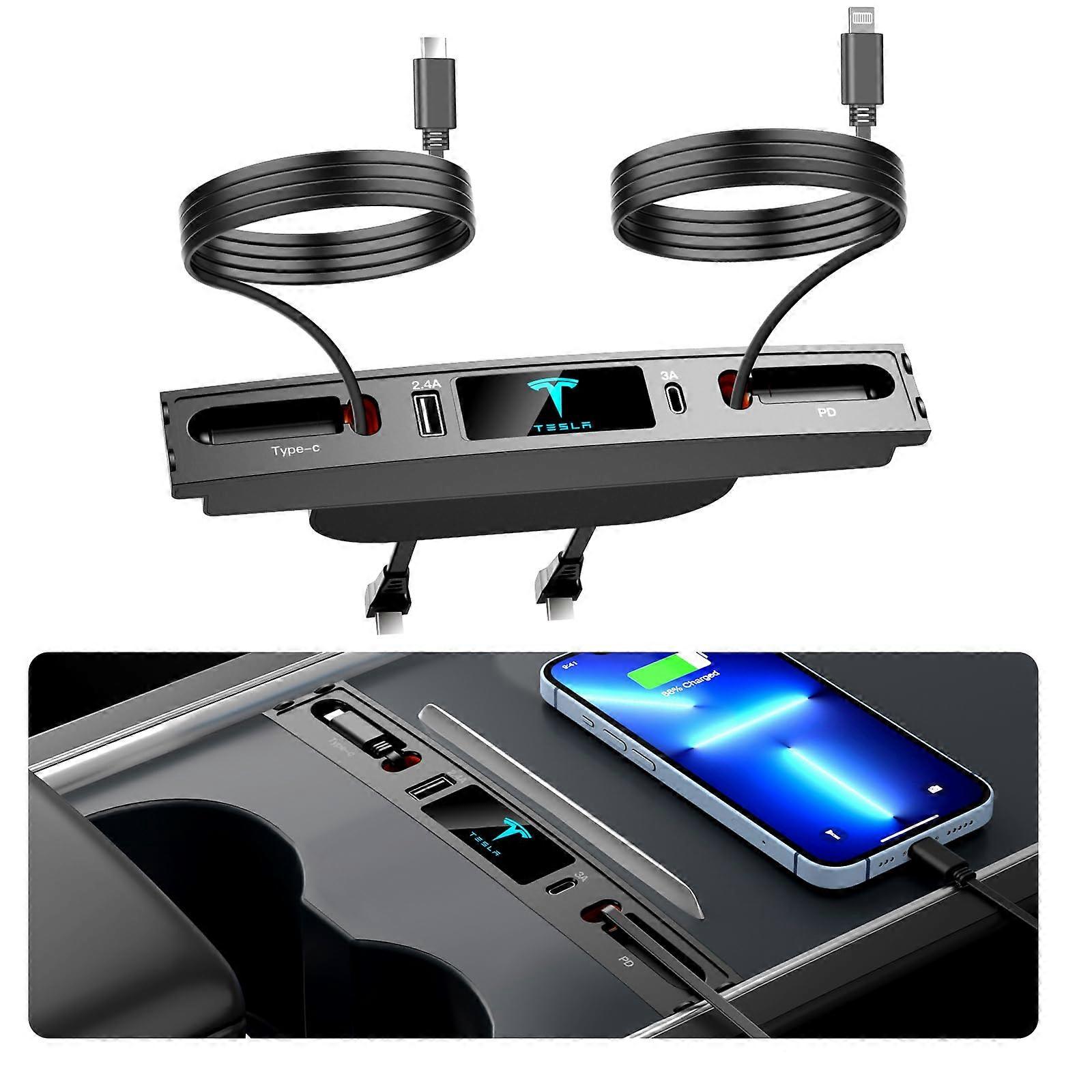 Multifunctional Car USB Charger Multi Port for Tesla Model 3/Y