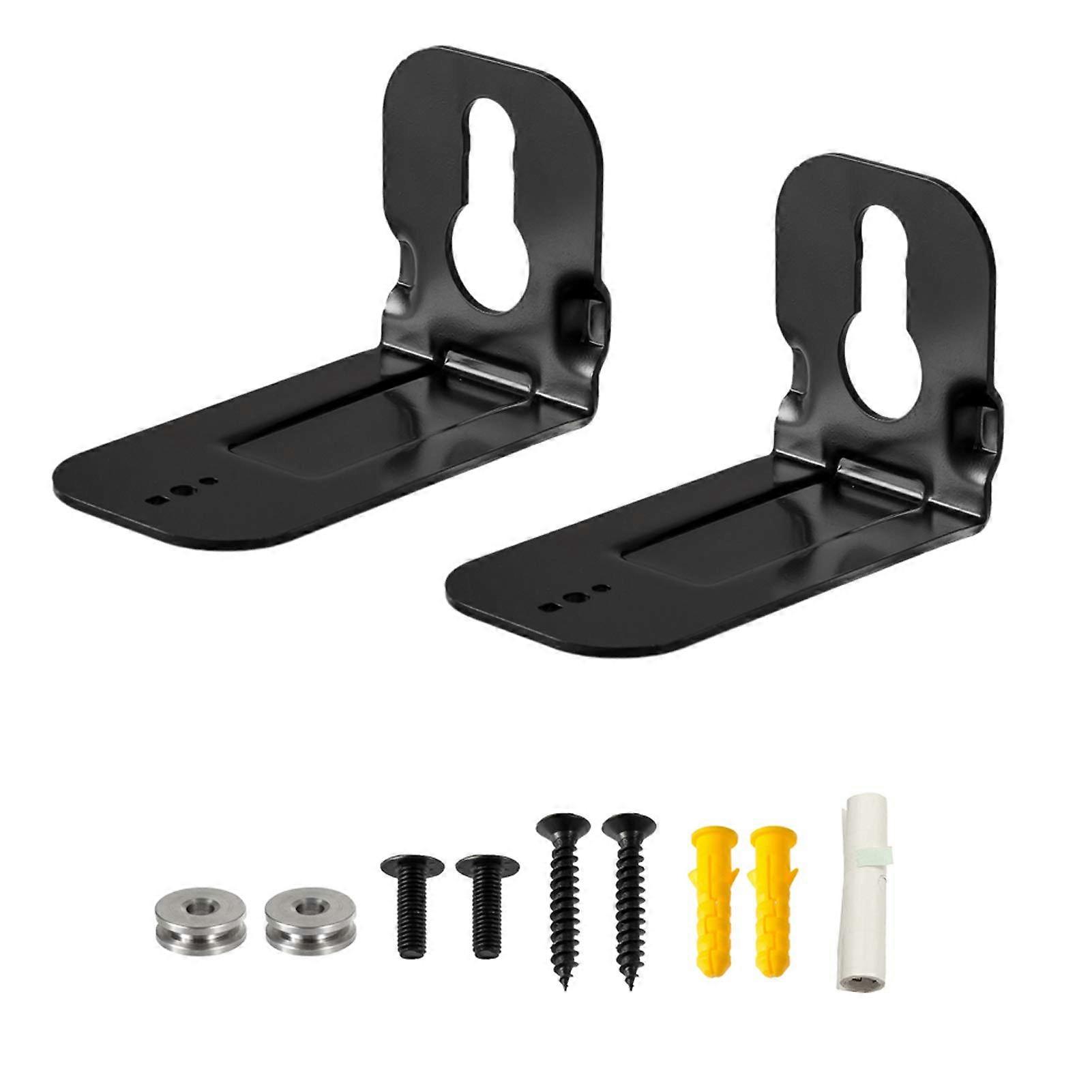 2 Pieces Black Wall Mount Bracket for Sound Bar with Wall Mounting Hardware Kit and User Instruction