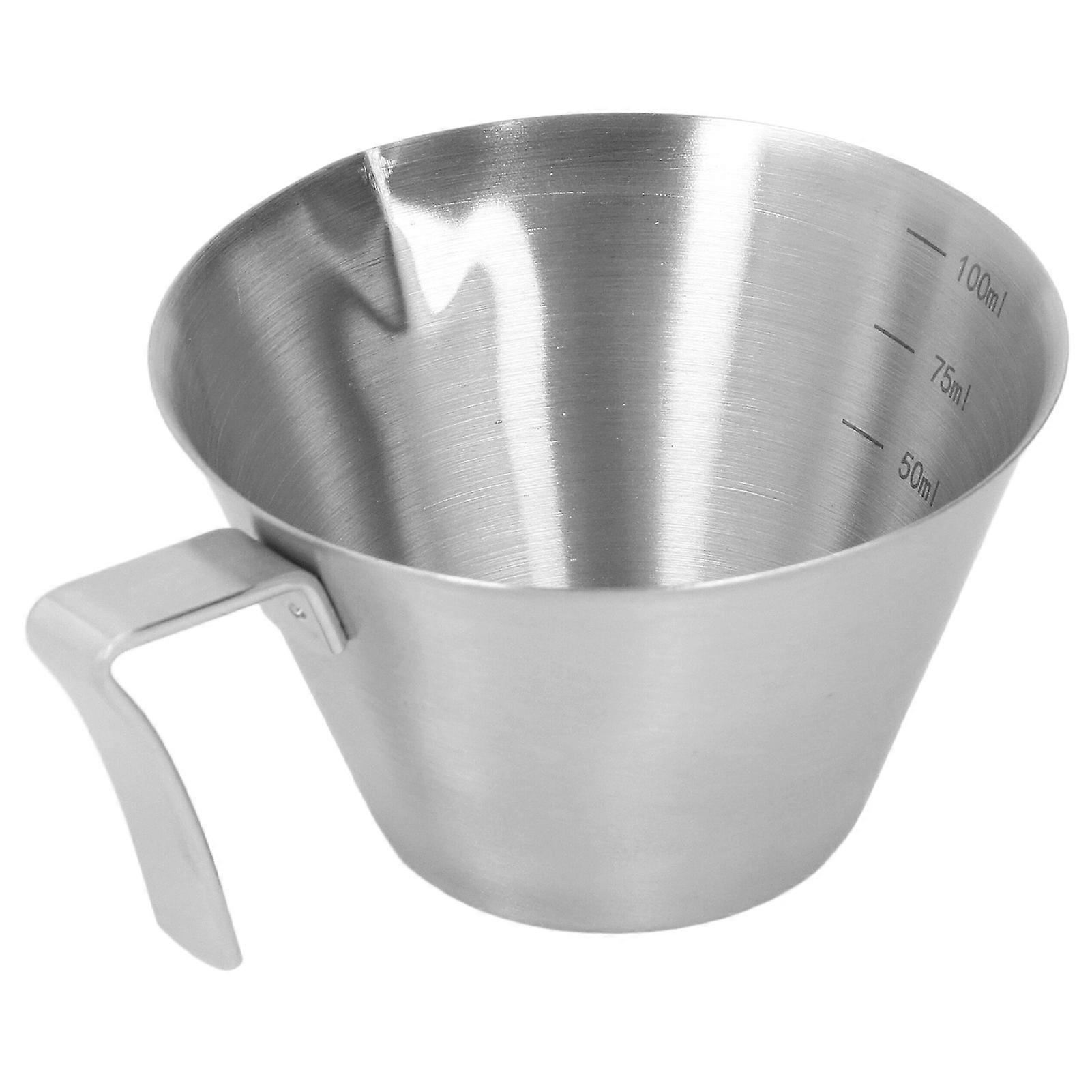 Versatile Espresso Measuring Cup, Rustproof Stainless Steel 100Ml Tool For Coffee Brewing, With Clear Ml Scale And Wide Mouth Design