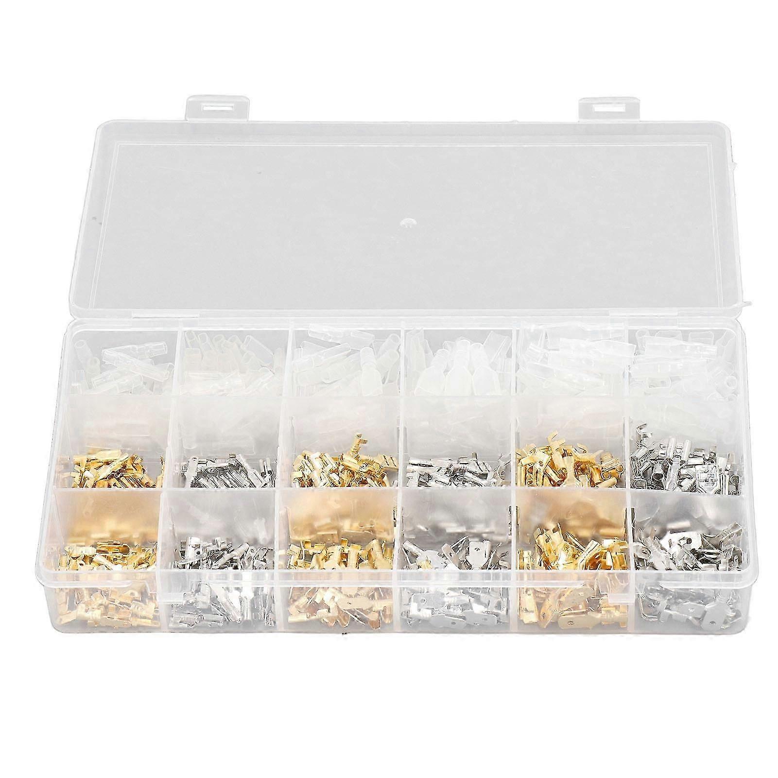 540Pcs Male Female Wire Spade Connector Crimp Terminal Block with Sleeve 2.8 4.8 6.3mm