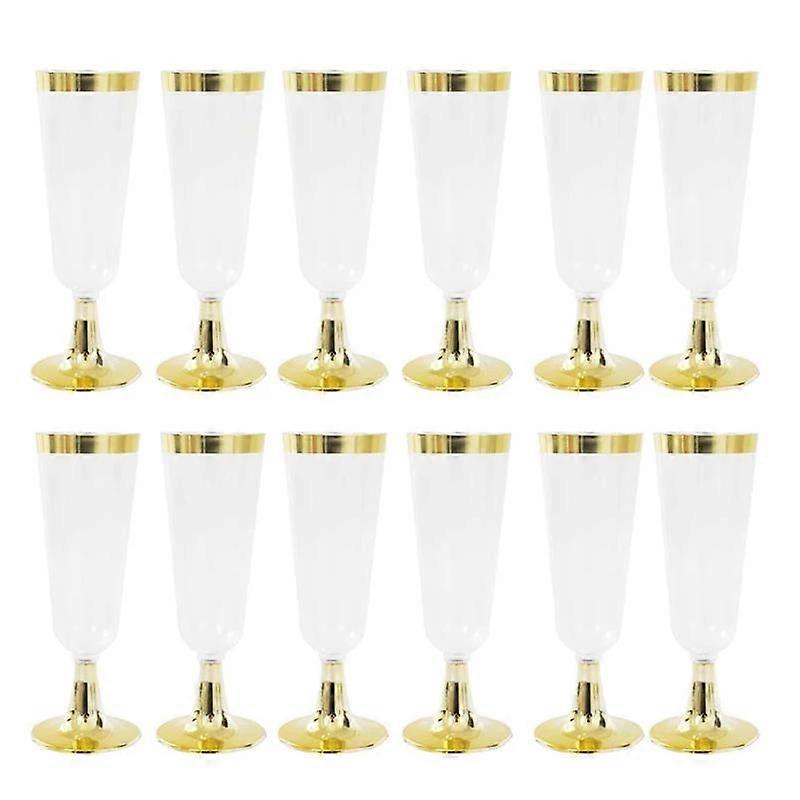 Copa de champán desechable de plástico para bodas - Dorada