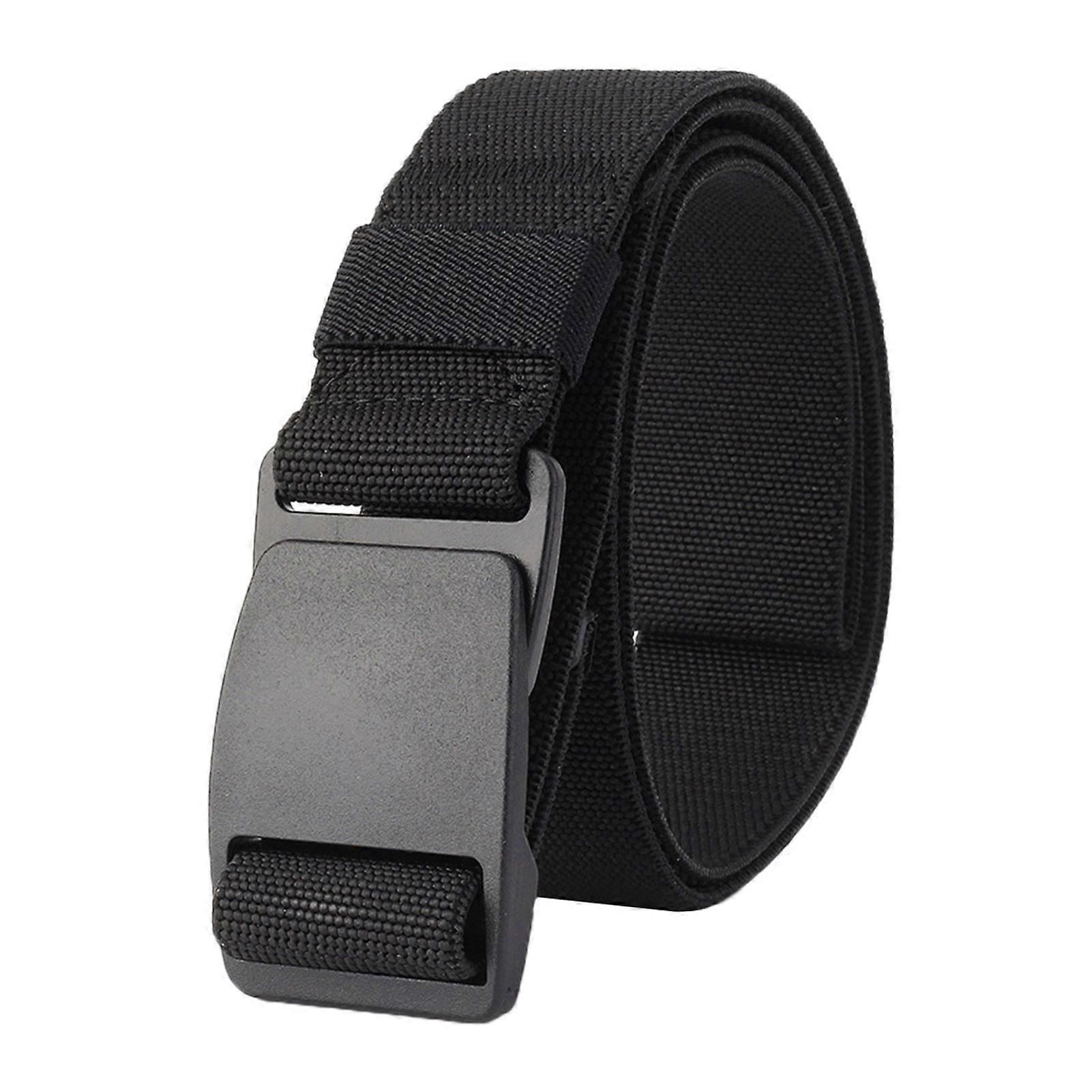Mens Invisible Casual Web Belt Release Flat Plastic Buckle Belt for Match-up with Jeans