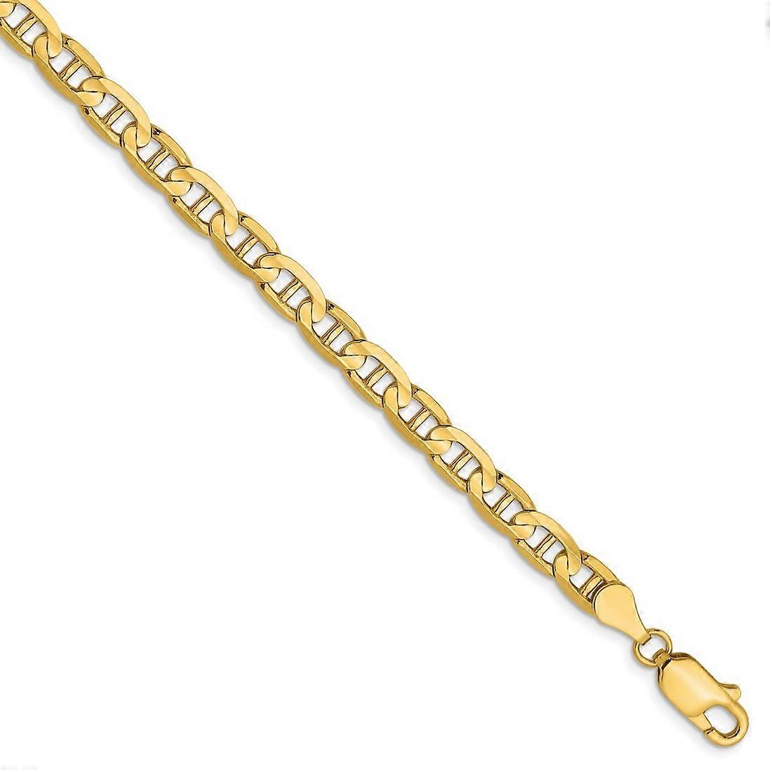 10k Solid Yellow Gold Lobster Claw Closure 4.5mm Concave Nautical Ship Mariner Anchor Chain Bracelet Link-Bracelet for W